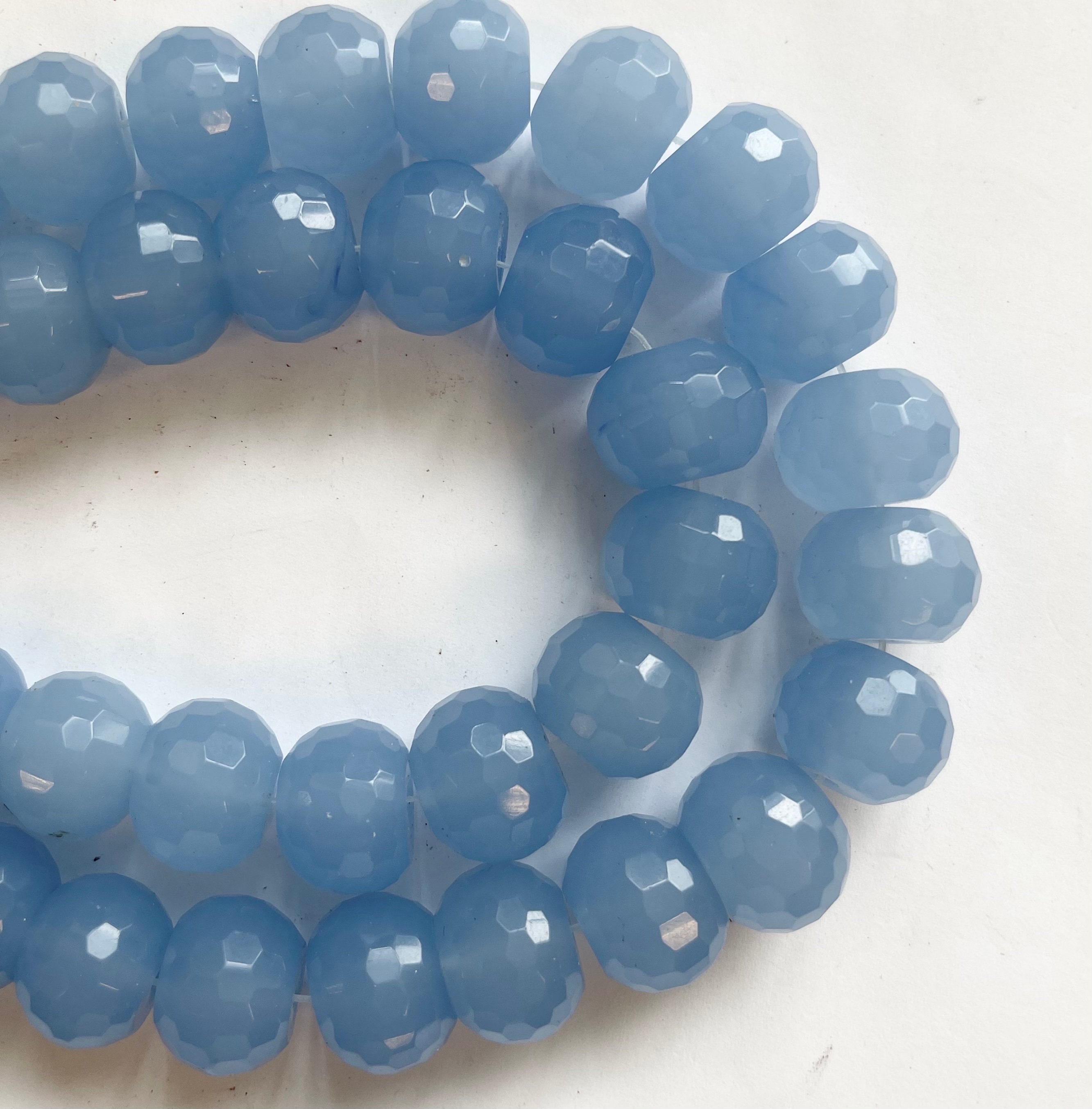 Blue Chalcedony 18x13mm Faceted Rondelle Gemstone Bead-~ -15.5 Inch Strand-
