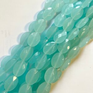 Blue Chalcedony 18x13x6mm Faceted Oval Gemstone Beads  - 15.5 inch strand