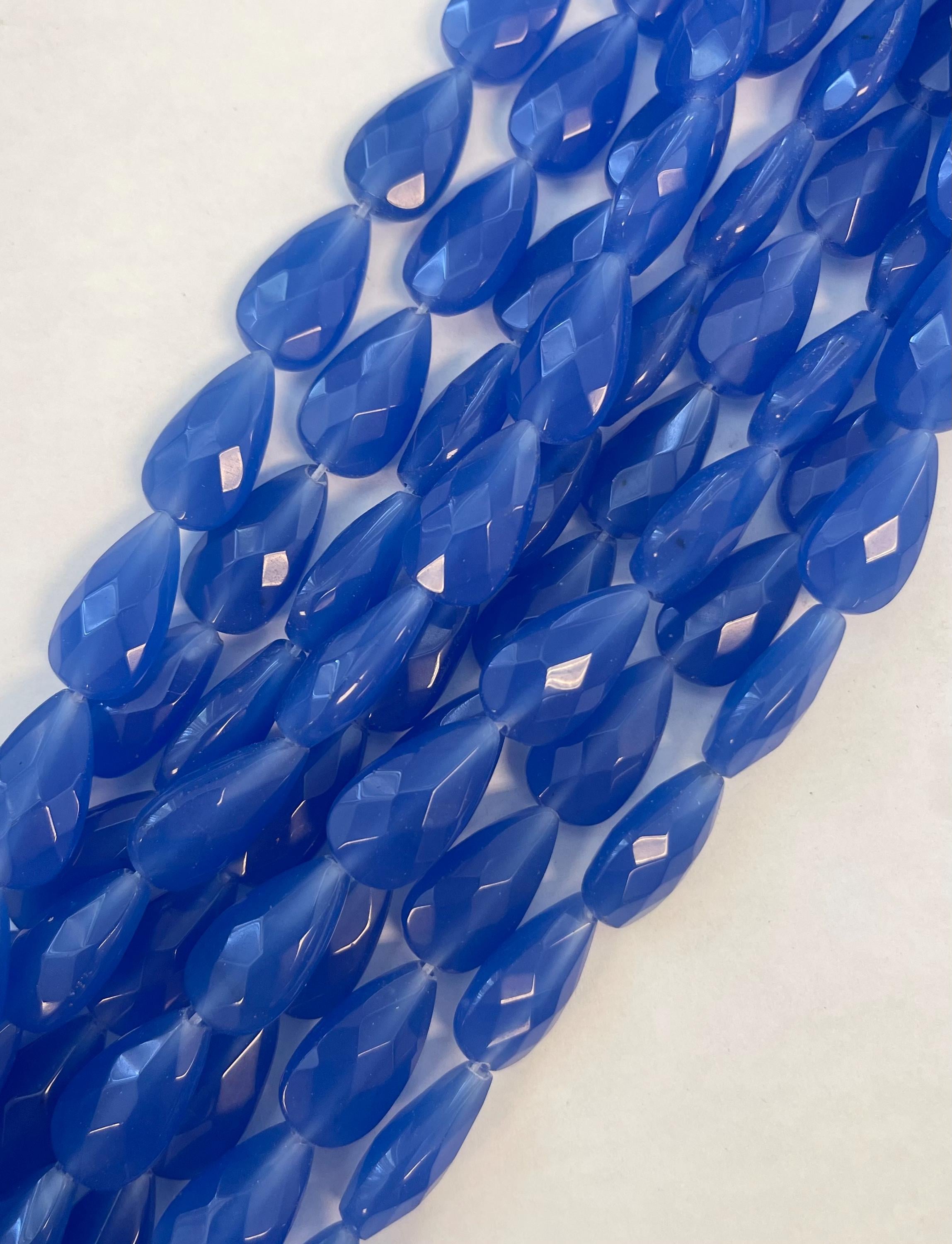 Blue Chalcedony 21x12x8mm Faceted Teardrop Gemstone Bead--16 Beads Blue Chalcedony 21x12x8mm Faceted Teardrop Gemstone Bead--16 Beads