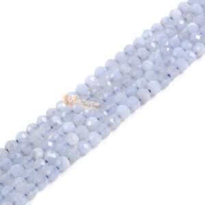 3MM to 4MM  Blue Chalcedony Faceted round loose beads strand 15.5-16" DIY Jewelry Making