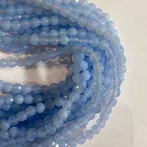 Blue Chalcedony 4mm 6mm 8mm Faceted Round Gemstone Bead--15.5 inch strand