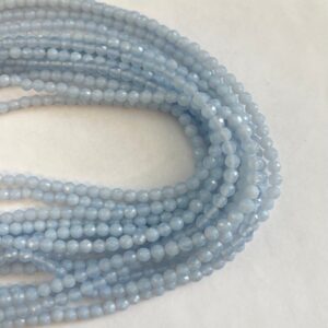 Blue Chalcedony 4mm faceted round gemstone beads--15.5"