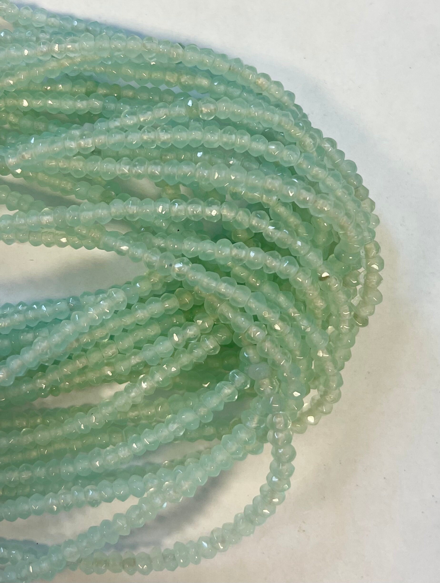 Blue Chalcedony 4x2mm 5x3mm Faceted Rondelle Gemstone Bead--15.5 Inch Strand