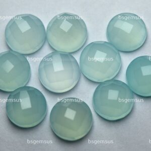 5 Matched Pair,Aqua Blue Chalcedony Faceted Coins Shape Cabochon,Size 10mm 5 Matched Pair,Aqua Blue Chalcedony Faceted Coins Shape Cabochon,Size 10mm