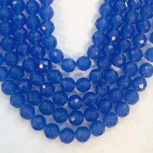 Blue Chalcedony 6mm 8mm 10mm Faceted Round Gemstone Bead--15.5 inch strand