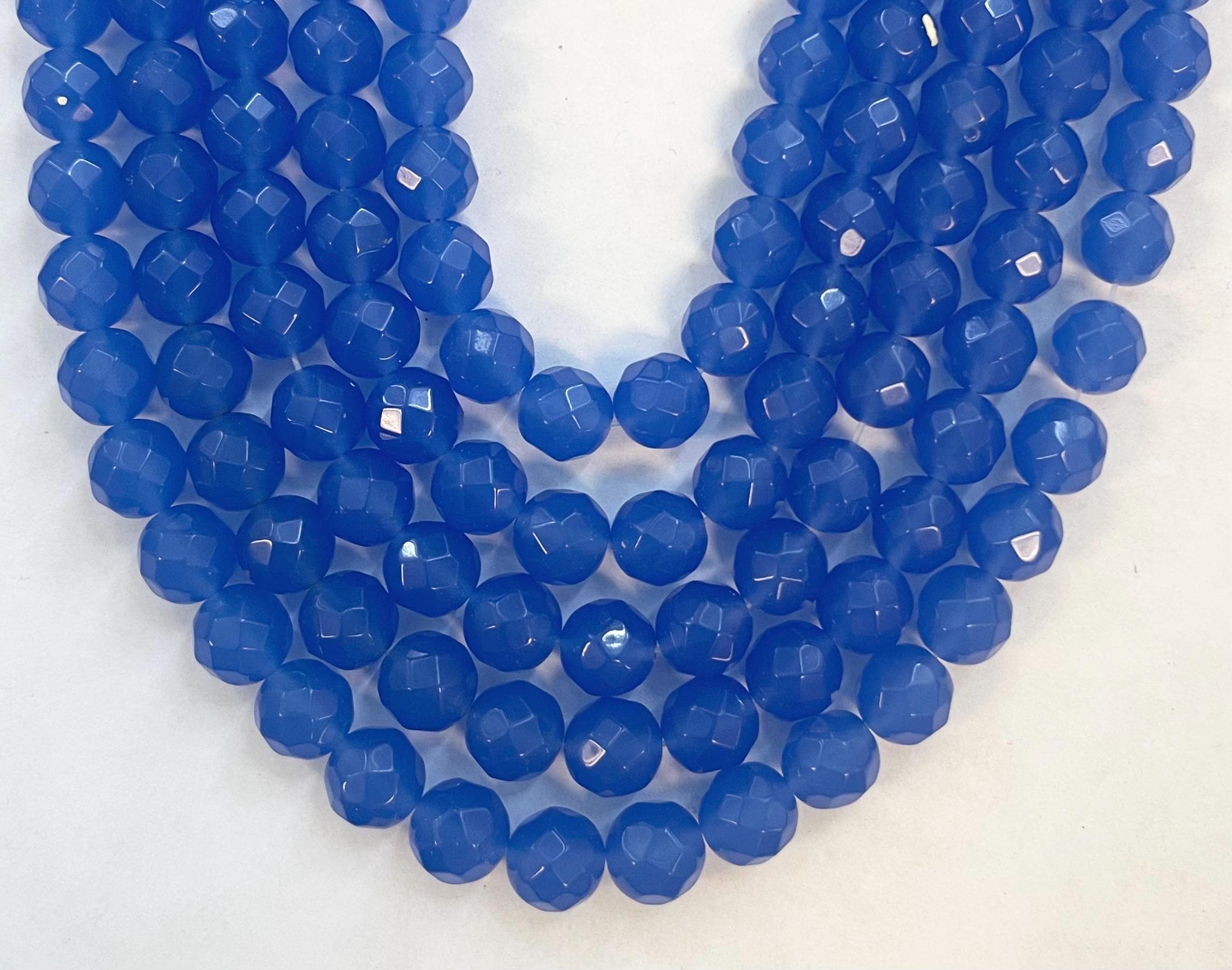 Blue Chalcedony 6mm 8mm 10mm Faceted Round Gemstone Bead--15.5 Inch Strand