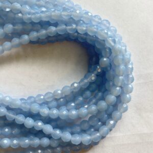 Blue Chalcedony 6mm Faceted Round Gemstone Bead~ -15.5 inch strand