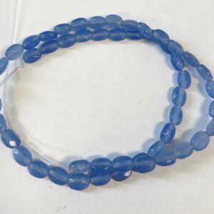 Blue Chalcedony 7x5x4mm Faceted Flat Oval Gemstone Beads -- 15.5" Blue Chalcedony 7x5x4mm Faceted Flat Oval Gemstone Beads -- 15.5"