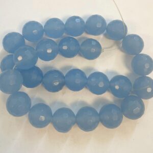 Blue Chalcedony 8mm 12mm 16mm Faceted Round Gemstone Bead -- 15.5'' Blue Chalcedony 8mm 12mm 16mm Faceted Round Gemstone Bead -- 15.5''