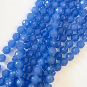 Blue Chalcedony 8mm Faceted Round Gemstone Beads--15.5 inch strand