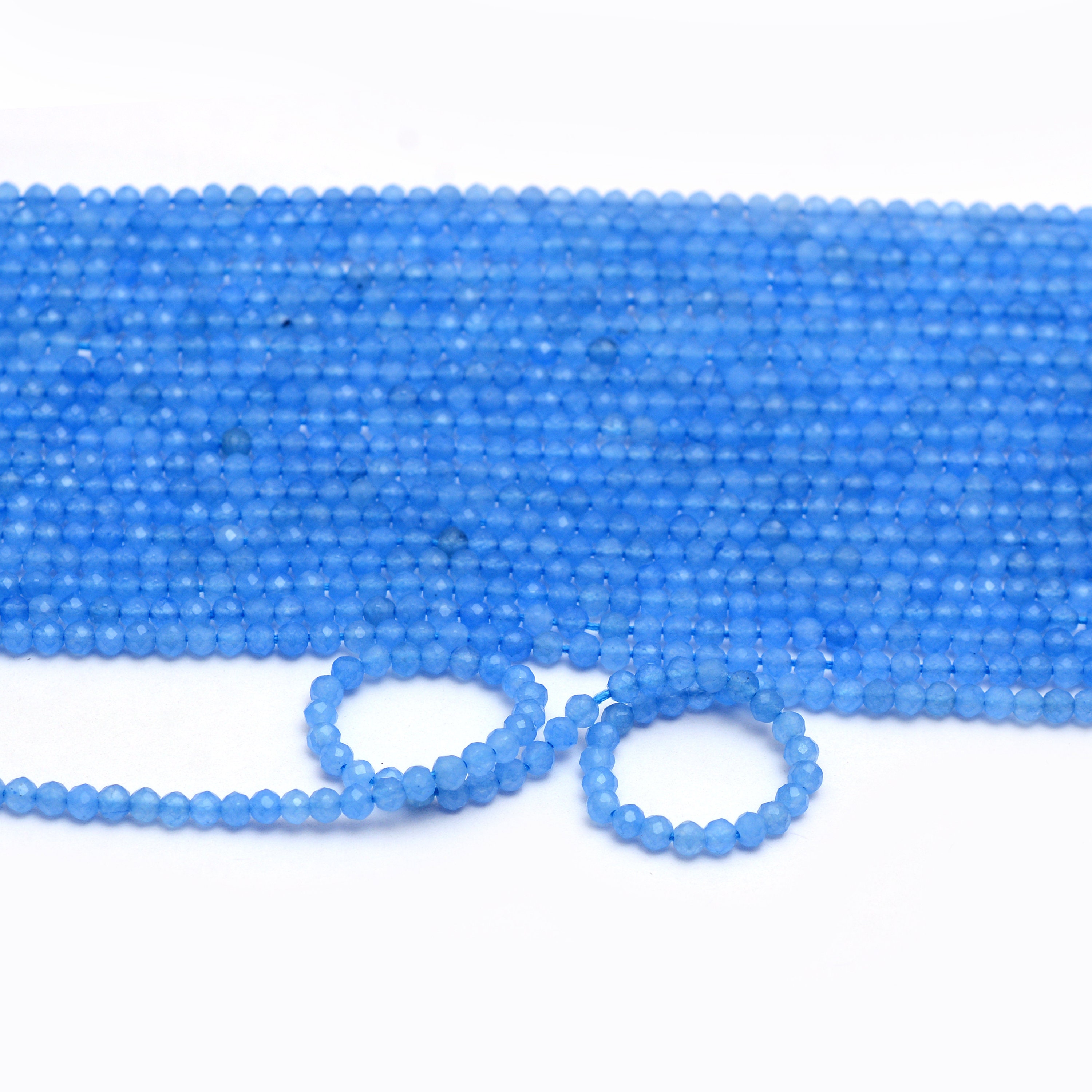 Aaa+ Blue Chalcedony Gemstone 2mm-3mm Faceted Rondelle Beads | 13inch Strand | Chalcedony Semi Precious Gemstone Rondelle For Jewelry Making