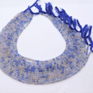 Aaa Natural Blue Chalcedony Faceted Rondelle Beads, 3.5-4 Mm Blue Calcy Gemstone Beads, 13 Inch Blue Chalcedony Rondelle Beads