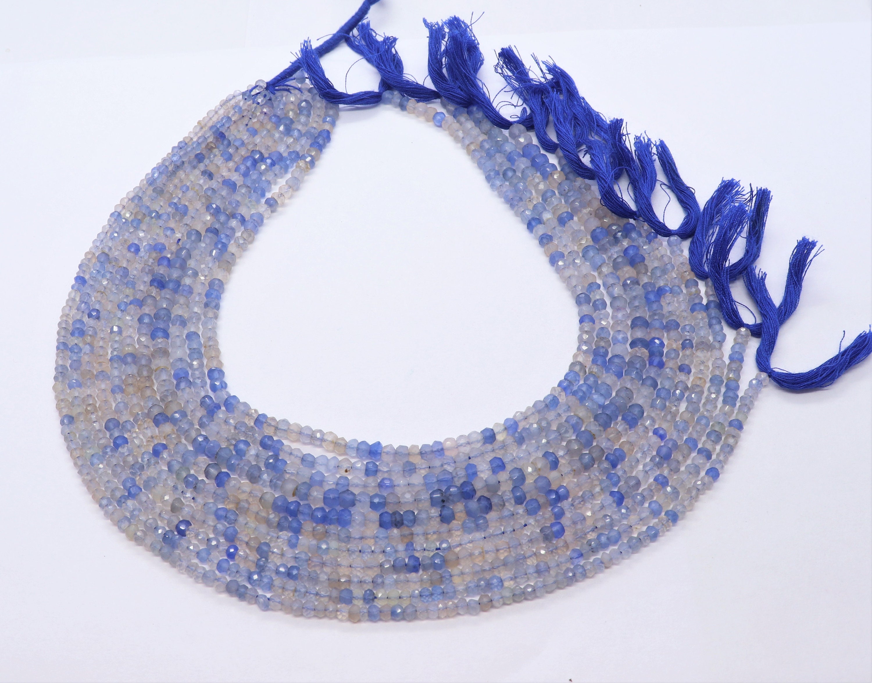 Aaa Natural Blue Chalcedony Faceted Rondelle Beads, 3.5-4 Mm Blue Calcy Gemstone Beads, 13 Inch Blue Chalcedony Rondelle Beads Aaa Natural Blue Chalcedony Faceted Rondelle Beads, 3.5-4 Mm Blue Calcy Gemstone Beads, 13 Inch Blue Chalcedony Rondelle Beads