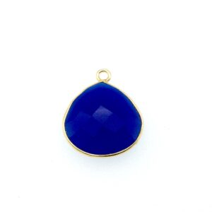 Gold Cobalt Blue Chalcedony Heart Pendant: Faceted Bezel (18mm) Gold Cobalt Blue Chalcedony Heart Pendant: Faceted Bezel (18mm)