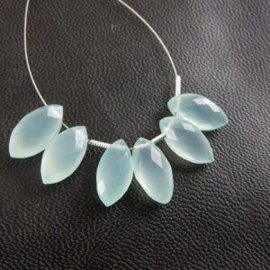 Blue Chalcedony Marquise Gemstone Beads: Faceted Jewelry Making (7x14mm, 6 Beads) Blue Chalcedony Marquise Gemstone Beads: Faceted Jewelry Making (7x14mm, 6 Beads)
