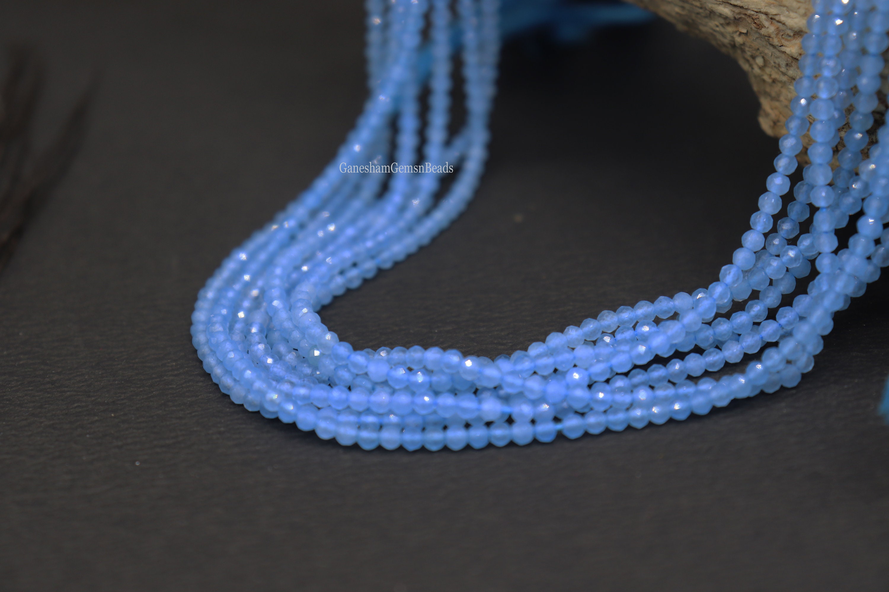 Natural Blue Chalcedony Faceted Round Beads - 2-2.5 Mm Chalcedony Round Beads - Diamond Cut Beads - Aaa Quality Blue Chalcedony Beads - 13"
