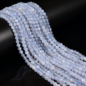 Natural Blue Chalcedony Faceted Round Beads Size 5mm 15.5" Strand Natural Blue Chalcedony Faceted Round Beads Size 5mm 15.5" Strand