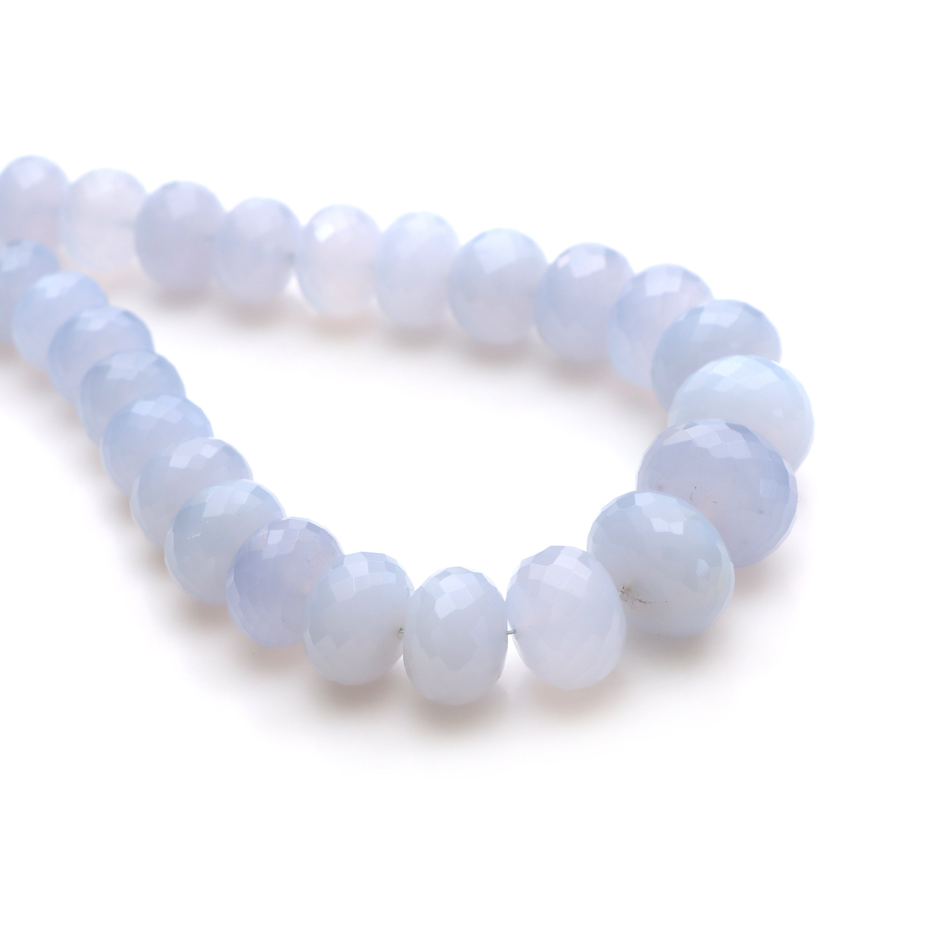 Blue Chalcedony Faceted Rondelle Beads, 9.5 Mm To 18 Mm, Rondelle Chalcedony, Rondelle Shape Beads, 20 Inches Strand, Price Per Strand