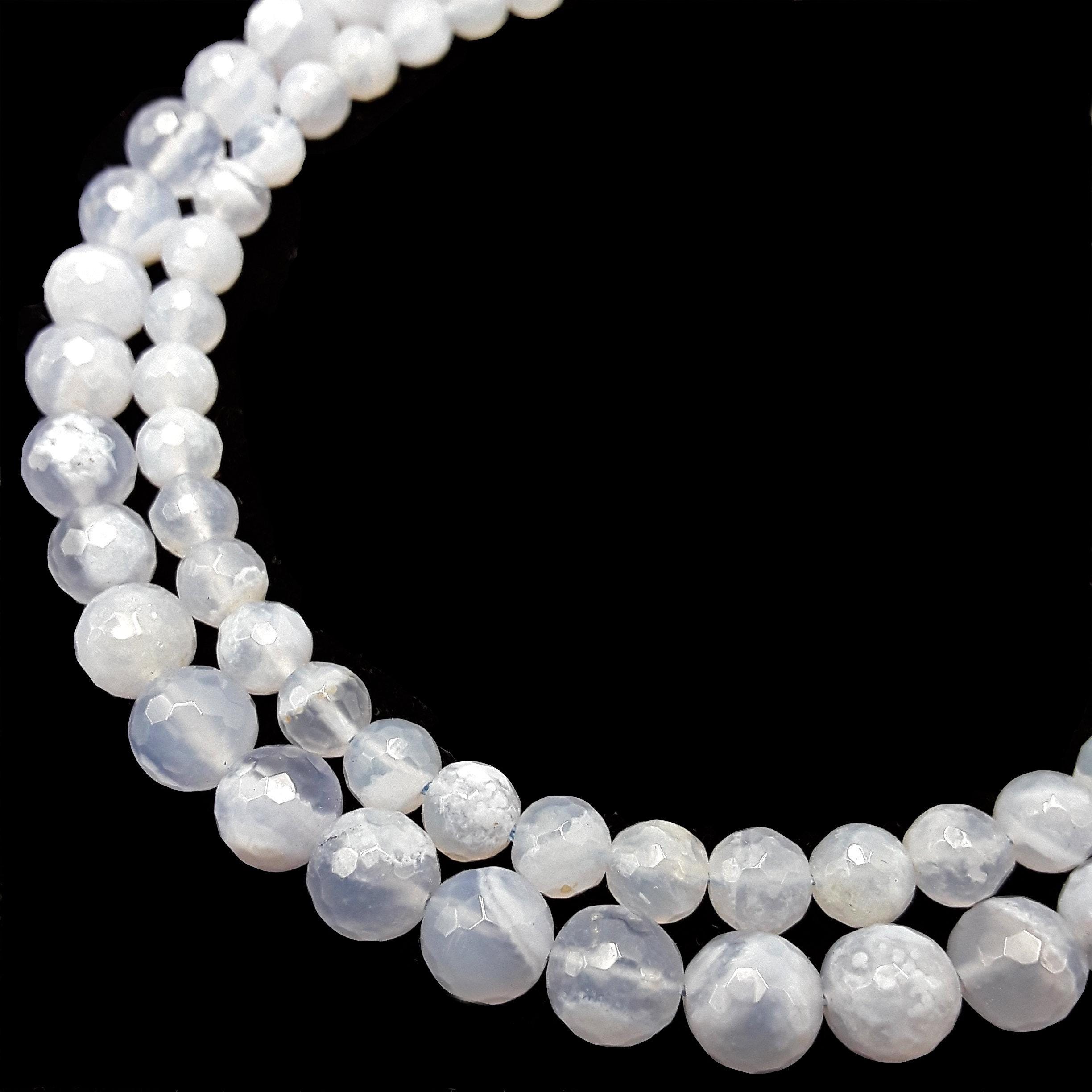 Translucent Blue Chalcedony Faceted Off Round Beads 6mm 8mm Beads 15.5" Strand