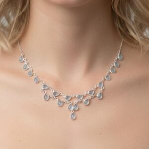 Blue Chalcedony 925 Sterling Silver Gemstone Handmade Necklace