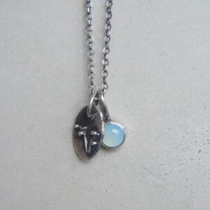 Aqua Blue Chalcedony, Botanical Charm, Delicate Charms With Necklace