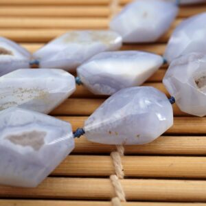 Blue Chalcedony faceted beads 10.5-16mm (ETB00436) Unique jewelry/Vintage jewelry/Gemstone necklace