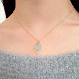 Blue Chalcedony Necklace, Gemstone Necklace / Handmade Jewelry / Necklaces for Women, Simple Gold Necklace, Layered Necklace, Dainty Boho