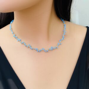 Blue Chalcedony Rosary Chain Rosary Chain Necklace Beaded Necklace Statement Necklace August Birthstone Necklace Layering Necklace