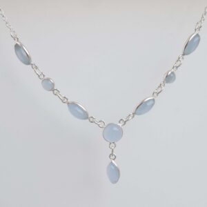 Blue Chalcedony Sterling Silver Necklace: Handmade Gemstone Chain