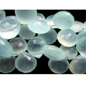 10mm Aqua Chalcedony Faceted Hearts, Blue Chalcedony Briolettes For Jewelry, Chalcedony For Necklace (4in To 8in Options)
