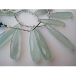 12 Pieces Aqua Chalcedony Long Drop Beads, Blue Chalcedony Briolette Beads Teardrop Beads, Faceted Gemstones, 35mm Each 12 Pieces Aqua Chalcedony Long Drop Beads, Blue Chalcedony Briolette Beads Teardrop Beads, Faceted Gemstones, 35mm Each