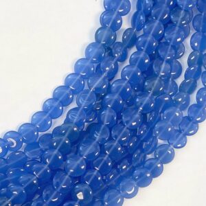 Blue Chalcedony 12X4mm Coin Gemstone Beads -15 inch