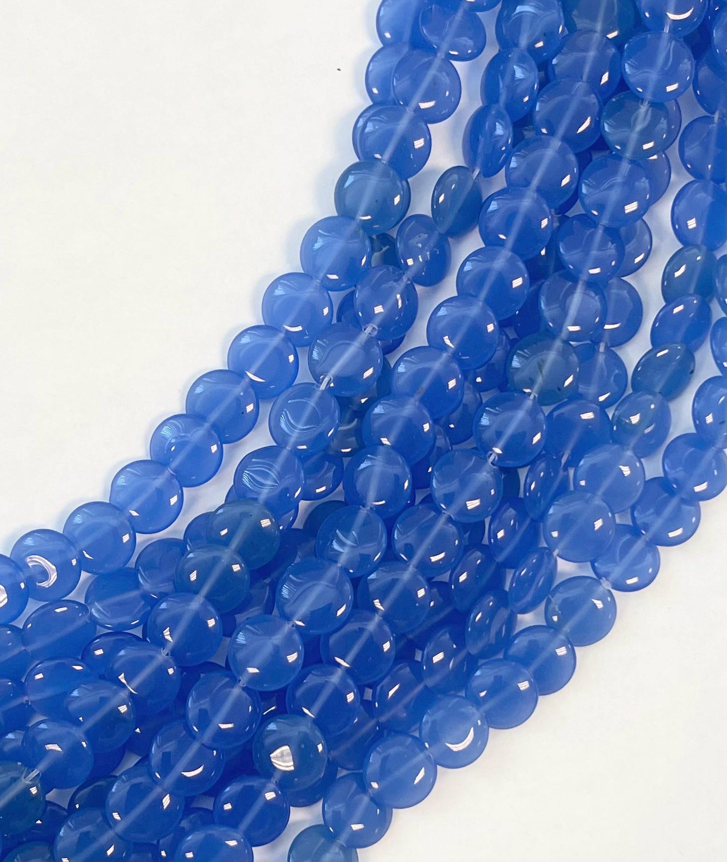 Blue Chalcedony 12x4mm Coin Gemstone Beads -15 Inch Blue Chalcedony 12x4mm Coin Gemstone Beads -15 Inch