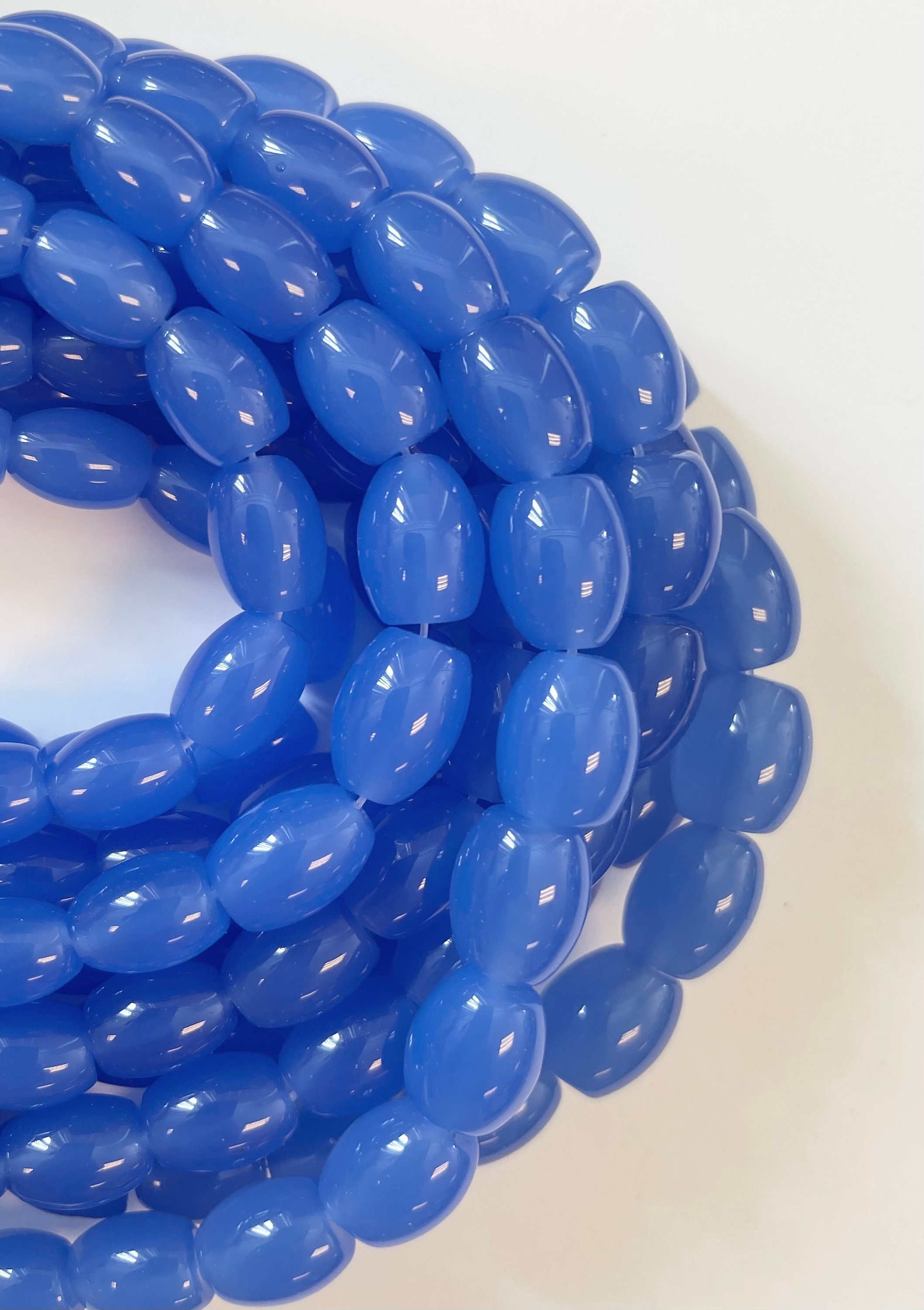 Blue Chalcedony 14x10mm Oval Gemstone Bead-15.5 Inch Strand Beads Blue Chalcedony 14x10mm Oval Gemstone Bead-15.5 Inch Strand Beads