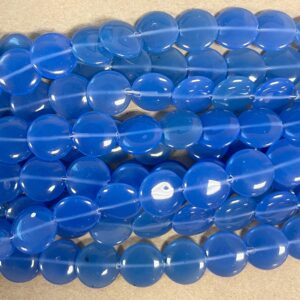 Blue Chalcedony 16x4mm flat coin gemstone beads- - 15.5''