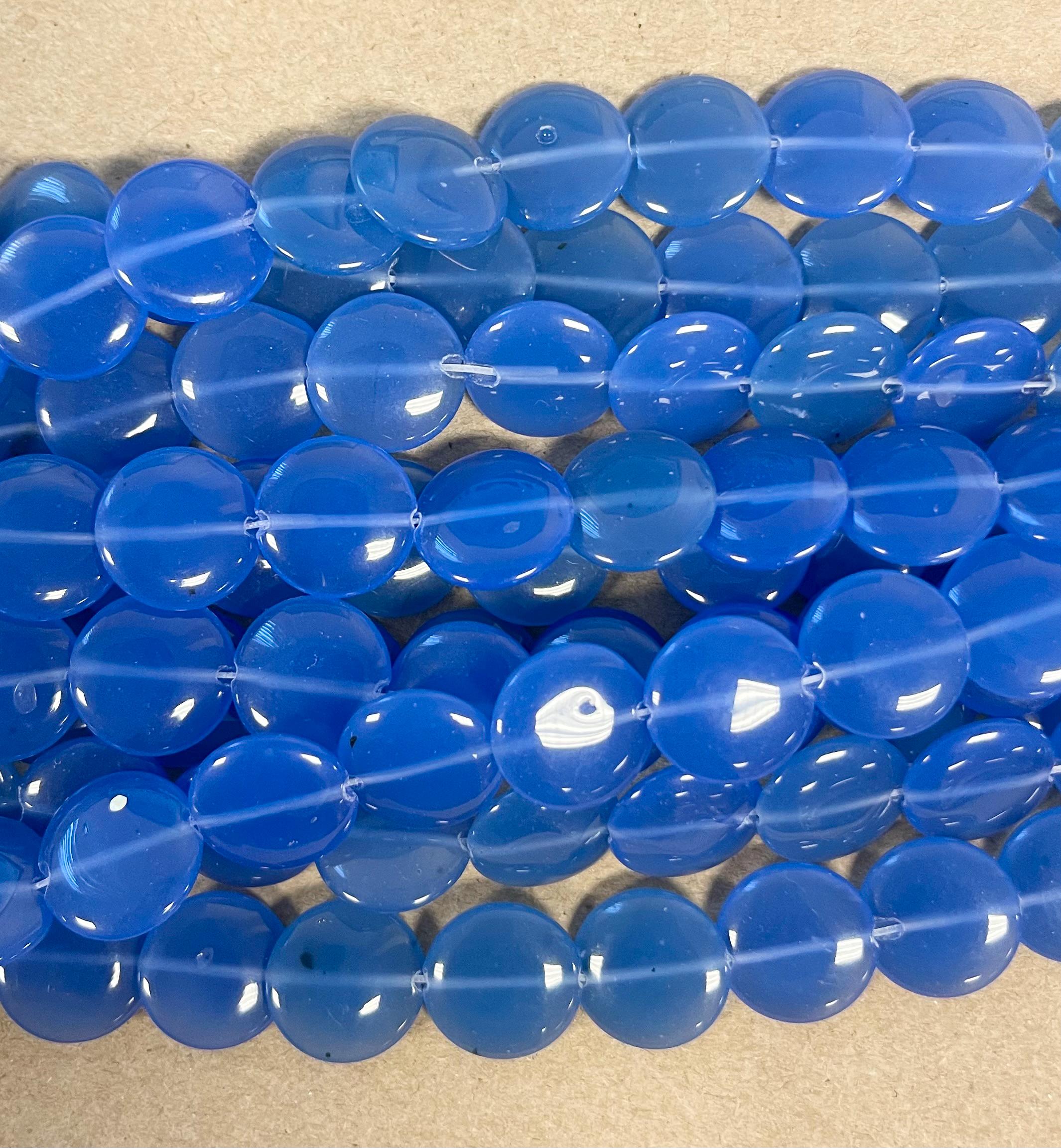 Blue Chalcedony 16x4mm Flat Coin Gemstone Beads- - 15.5'' Blue Chalcedony 16x4mm Flat Coin Gemstone Beads- - 15.5''