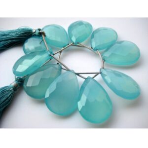 20x30mm Each Aqua Chalcedony Faceted Pear, Blue Chalcedony Briolette Beads, Blue Chalcedony Pear Beads For Jewlery (5pcs To 10pcs Options)
