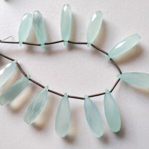 22-25mm Aqua Chalcedony Faceted Drop, Blue Chalcedony Briolette Beads, Aqua Chalcedony Tear Drop Beads 4 Pieces In A Strand - Pag38