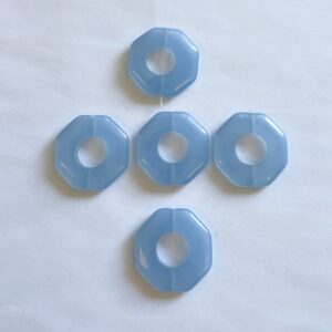 Blue Chalcedony 28x5mm Flat Hexagon Gemstone Bead--5 Beads