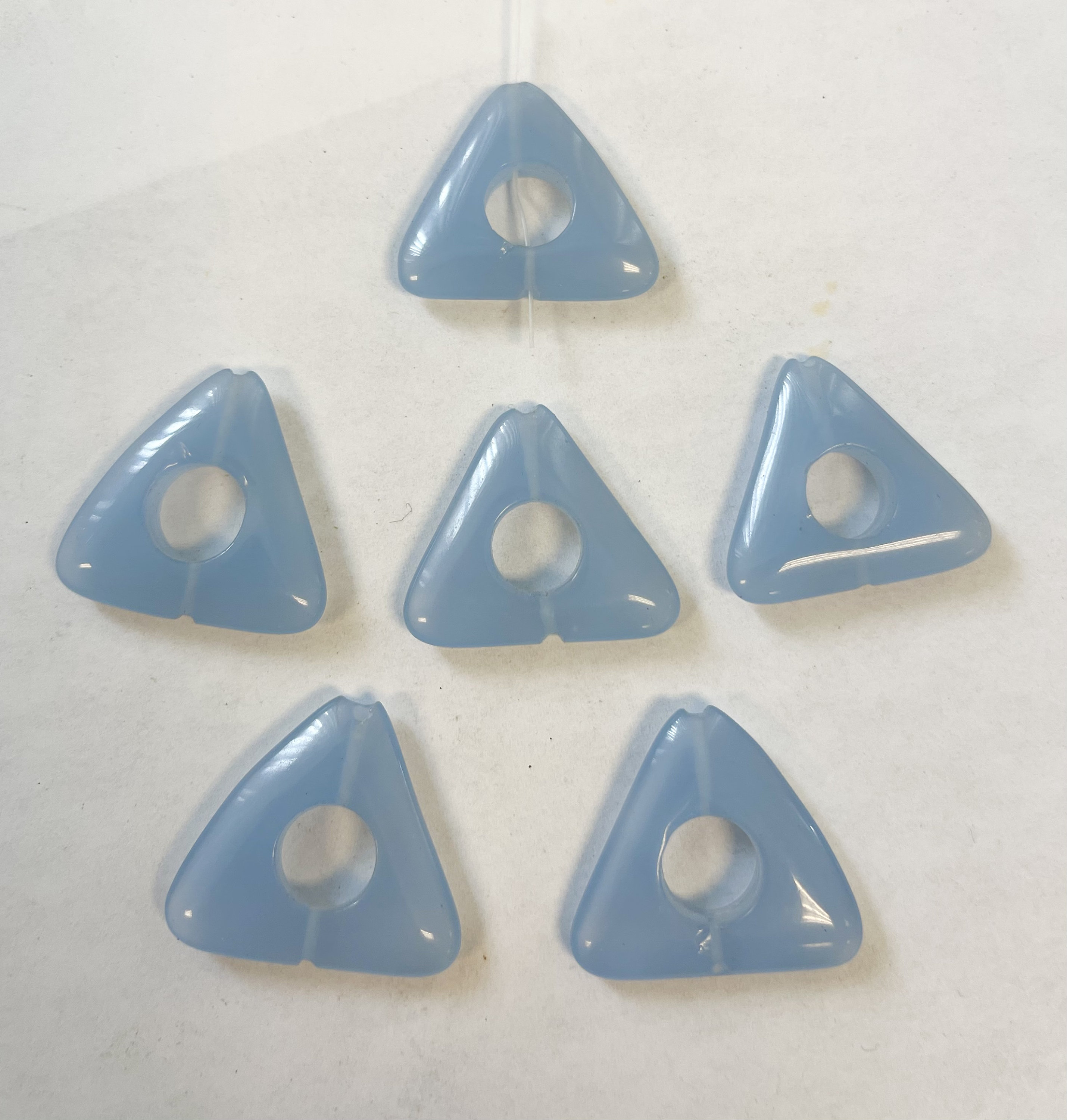 Blue Chalcedony 30x28x6mm Flat Triangle Gemstone Bead--6 Beads Blue Chalcedony 30x28x6mm Flat Triangle Gemstone Bead--6 Beads