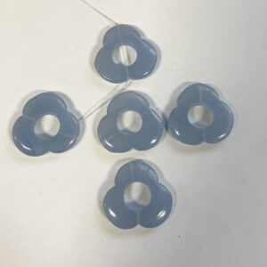 Blue Chalcedony 30x28x6mm Flower Gemstone Beads--5 pieces