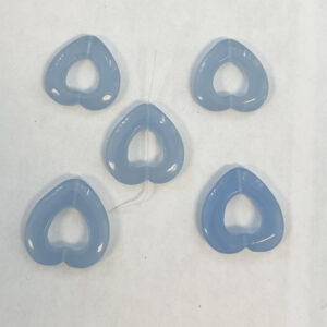 Blue Chalcedony 30x30x6mm Flat Heart Gemstone Bead--5 Beads