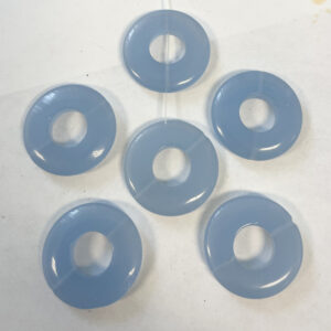 Blue Chalcedony 30x6mm Flat Coin Gemstone Bead--6 Beads