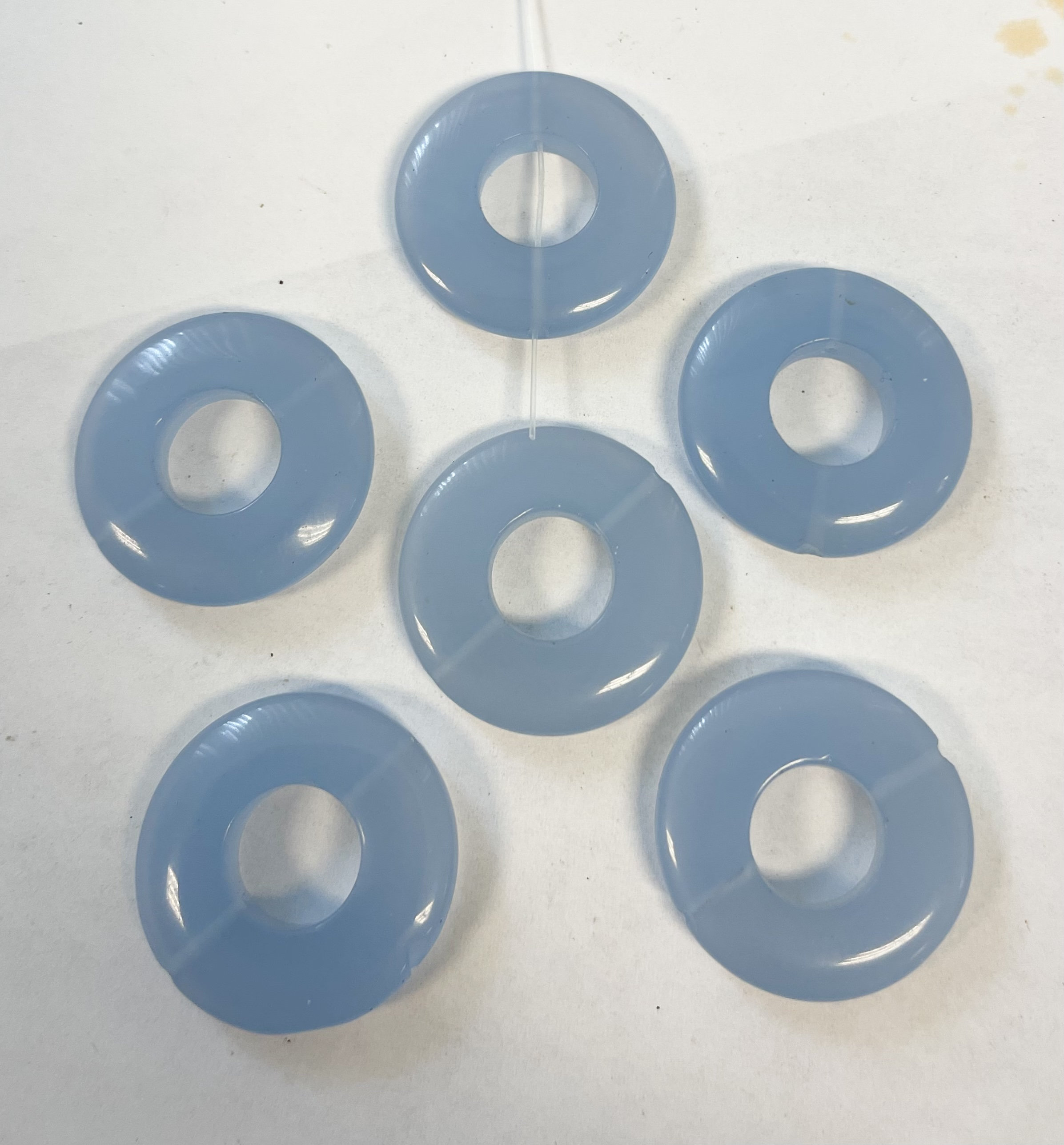 Blue Chalcedony 30x6mm Flat Coin Gemstone Bead--6 Beads Blue Chalcedony 30x6mm Flat Coin Gemstone Bead--6 Beads