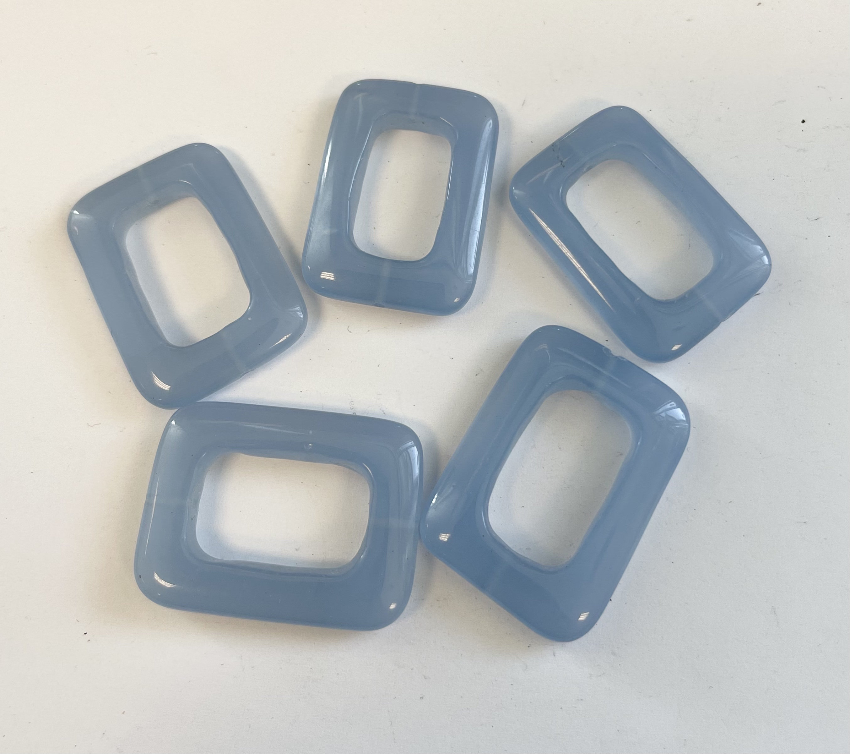 Blue Chalcedony 35x25x5mm Rectangle Gemstone Beads--5 Beads