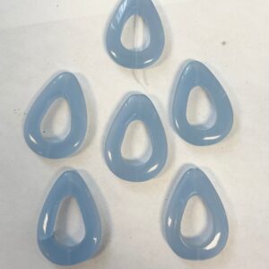 Blue Chalcedony 35x25x6mm Flat Teardrop Gemstone Bead--6 Beads