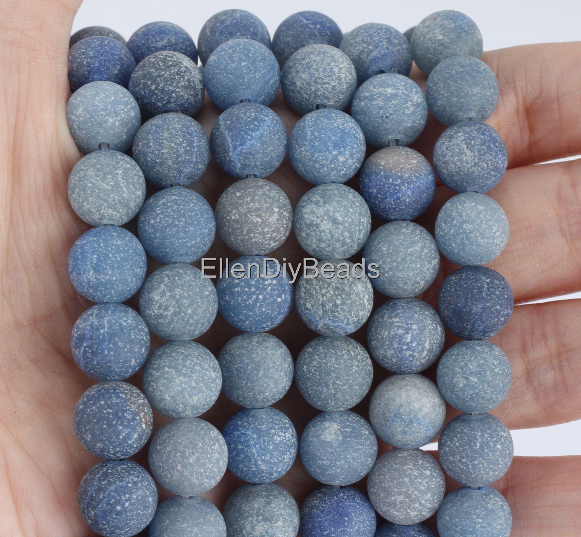 4mm - 12mm Frosted Royal Blue Chalcedony, Energy Stones, Handmade Jewelry, Wholesale Loose Beads, Full Strand, Beading Supplies - Ms00119