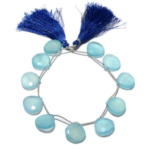 5 Pieces Blue Chalcedony Heart Briolettes, Huge Chalcedony Beads, Faceted Gemstones, 17x17mm Each, SKU-MS6