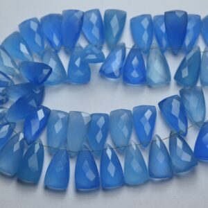 5 Matched Pair,AAA Quality,Sky Blue Chalcedony Faceted Trillion Shape Briolettes,Size 8x15mm 5 Matched Pair,AAA Quality,Sky Blue Chalcedony Faceted Trillion Shape Briolettes,Size 8x15mm