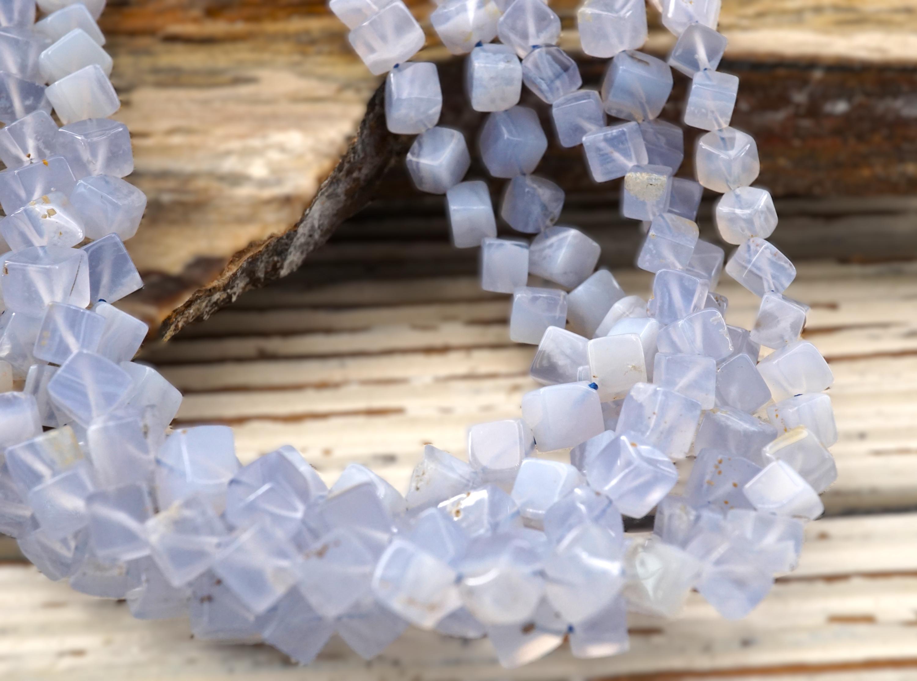 Blue Chalcedony 5-6mm Cube Beads (etb00681) Unique Jewelry/vintage Jewelry/gemstone Necklace